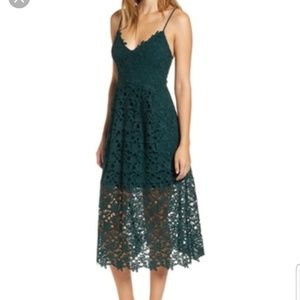NWT ASTR the Label Lace Midi Green Dress